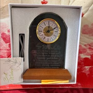 Elegant Black and Gold Desk Clock a perfect 70 birthday gift